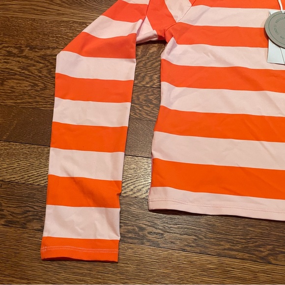 NWT Stella McCartney Orange Striped Flamingo Rash Guard Size 14 - Picture 9 of 12